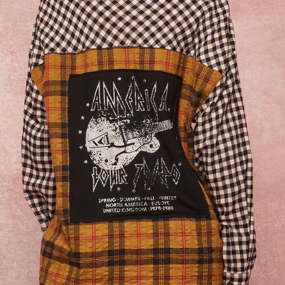 Rock in American oversize plaid shirt